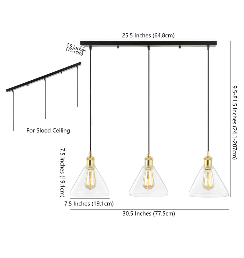 Kiawah Island 30.5" Metal/Glass Contemporary Modern  LED Pendant - JONATHAN Y