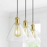 Kiawah Island 30.5" Metal/Glass Contemporary Modern  LED Pendant - JONATHAN Y