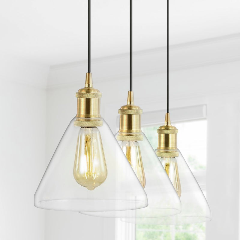 Kiawah Island 30.5" Metal/Glass Contemporary Modern  LED Pendant - JONATHAN Y
