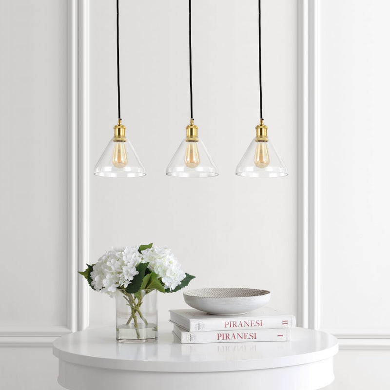 Kiawah Island 30.5" Metal/Glass Contemporary Modern  LED Pendant - JONATHAN Y