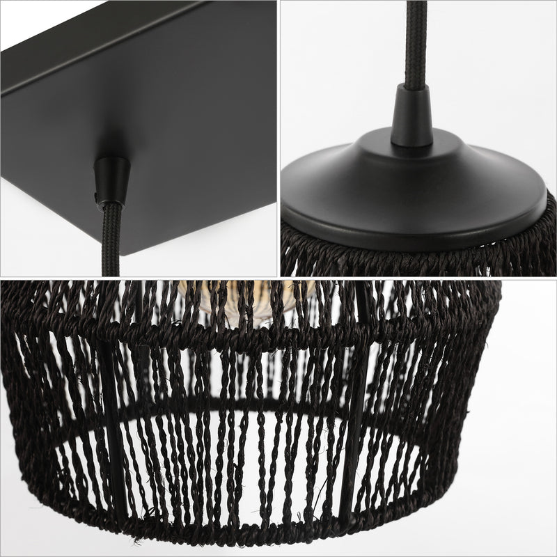 Ibiza Island 30" Seagrass/Metal Bohemian Coastal LED Pendant - JONATHAN Y