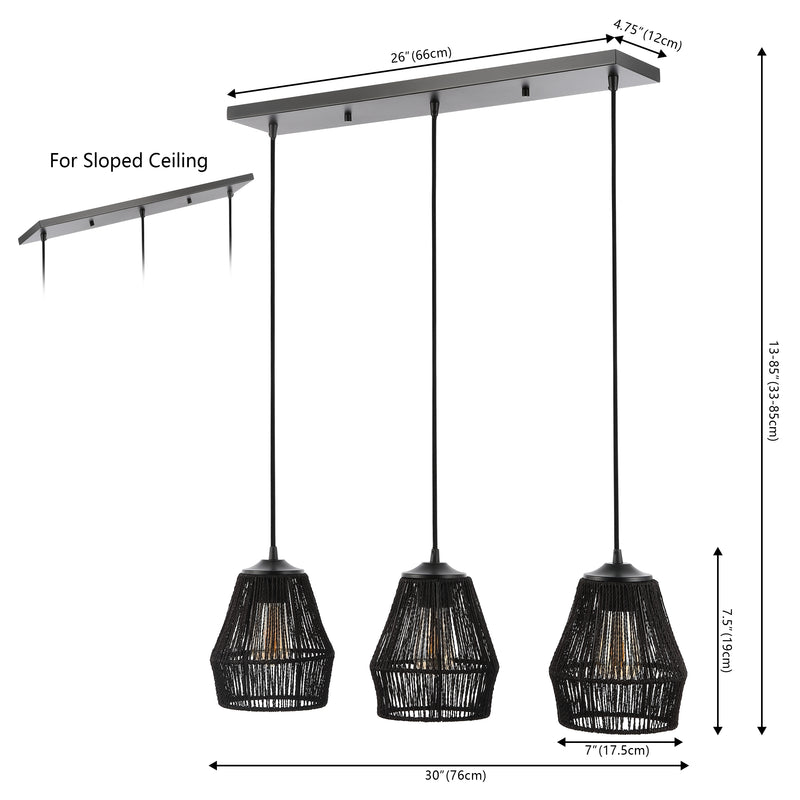 Ibiza Island 30" Seagrass/Metal Bohemian Coastal LED Pendant - JONATHAN Y