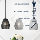 Ibiza Island 30" Seagrass/Metal Bohemian Coastal LED Pendant - JONATHAN Y