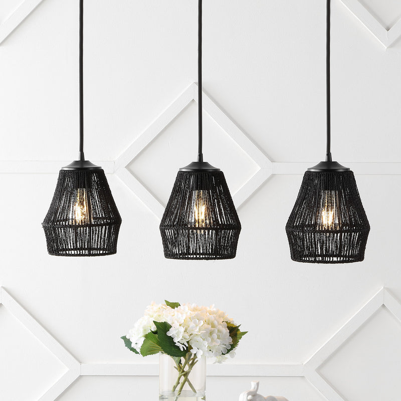Ibiza Island 30" Seagrass/Metal Bohemian Coastal LED Pendant - JONATHAN Y