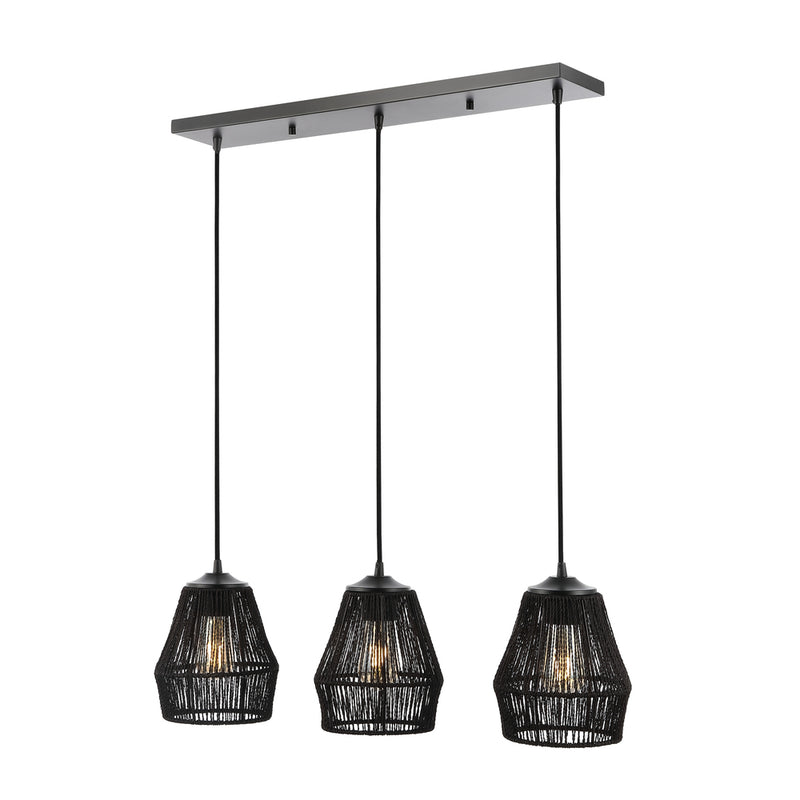 Ibiza Island 30" Seagrass/Metal Bohemian Coastal LED Pendant - JONATHAN Y