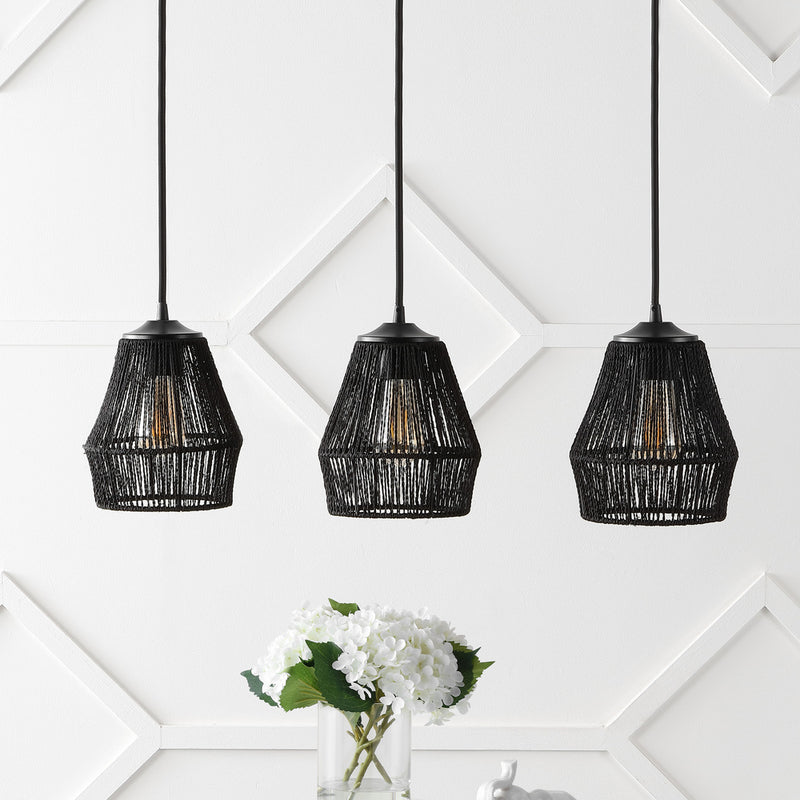 Ibiza Island 30" Seagrass/Metal Bohemian Coastal LED Pendant - JONATHAN Y