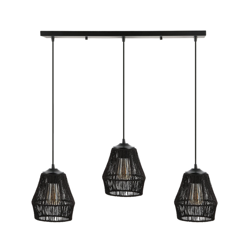 Ibiza Island 30" Seagrass/Metal Bohemian Coastal LED Pendant - JONATHAN Y