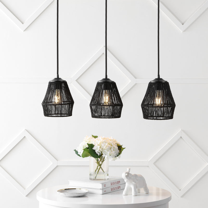 Ibiza Island 30" Seagrass/Metal Bohemian Coastal LED Pendant - JONATHAN Y