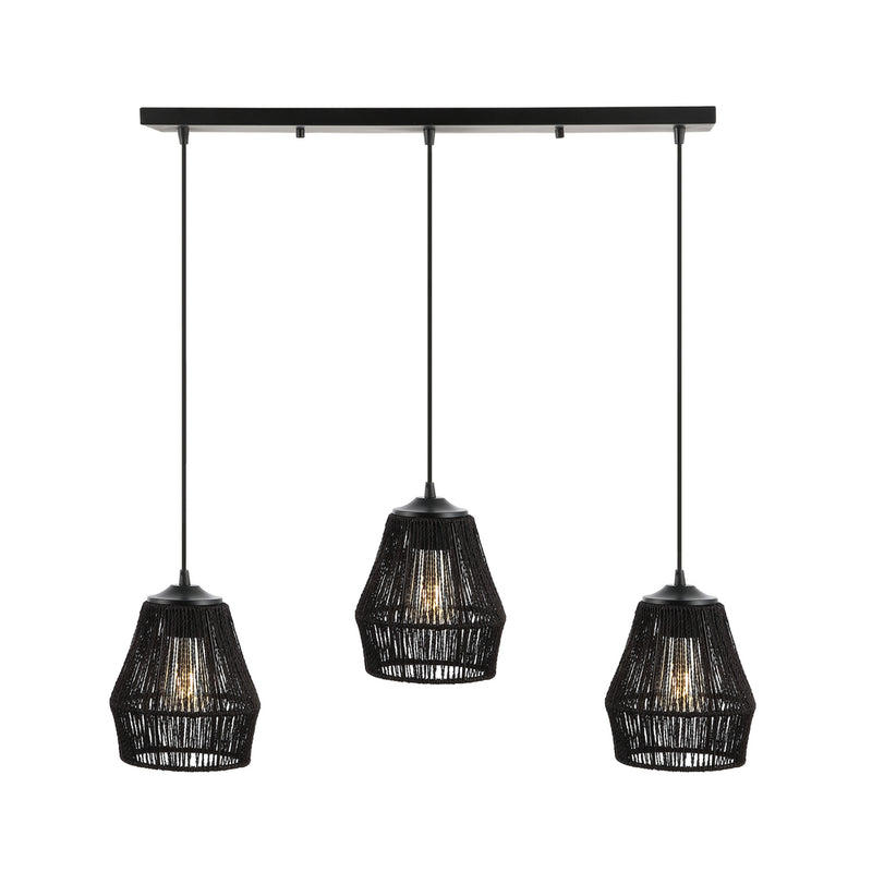 Ibiza Island 30" Seagrass/Metal Bohemian Coastal LED Pendant - JONATHAN Y