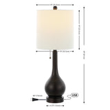 Tyler 24" Modern Classic Gourd Iron LED Table Lamp with Pull-Chain with Dual USB Charging Port - JONATHAN Y