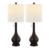 Tyler 24" Modern Classic Gourd Iron LED Table Lamp with Pull-Chain with Dual USB Charging Port - JONATHAN Y