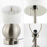 Tyler 24" Modern Classic Gourd Iron LED Table Lamp with Pull-Chain with Dual USB Charging Port - JONATHAN Y