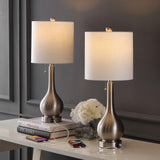 Tyler 24" Modern Classic Gourd Iron LED Table Lamp with Pull-Chain with Dual USB Charging Port - JONATHAN Y