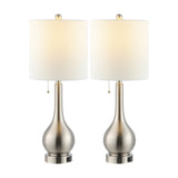 Tyler 24" Modern Classic Gourd Iron LED Table Lamp with Pull-Chain with Dual USB Charging Port - JONATHAN Y
