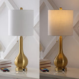 Tyler 24" Modern Classic Gourd Iron LED Table Lamp with Pull-Chain with Dual USB Charging Port - JONATHAN Y