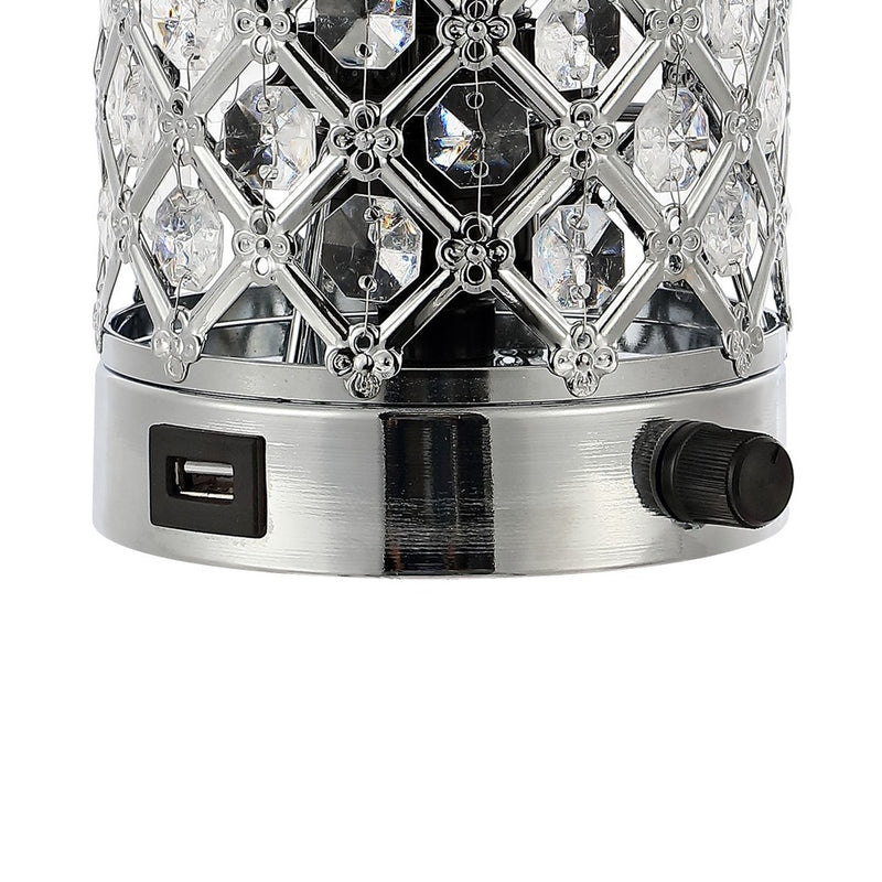 Lucie 9.5" Mid-Century Modern Iron/Acrylic LED Mini Uplight Table Lamp with USB Charging Port and Smart Bulb - JONATHAN Y
