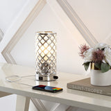 Lucie 9.5" Mid-Century Modern Iron/Acrylic LED Mini Uplight Table Lamp with USB Charging Port and Smart Bulb - JONATHAN Y