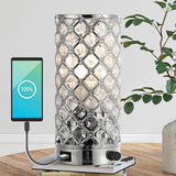 Lucie 9.5" Mid-Century Modern Iron/Acrylic LED Mini Uplight Table Lamp with USB Charging Port and Smart Bulb - JONATHAN Y