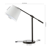 Troy 24" Classic Contemporary Iron LED Task Lamp with USB Charging Port - JONATHAN Y