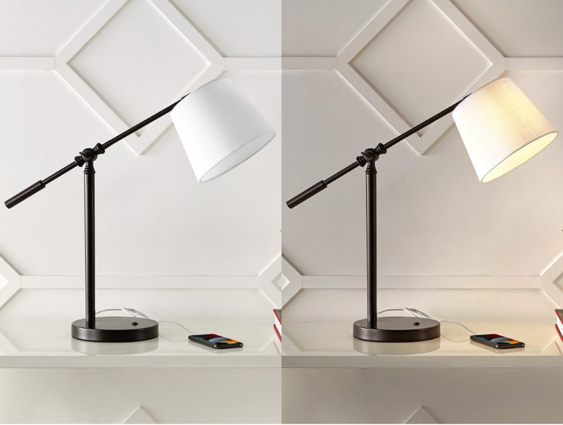 Troy 24" Classic Contemporary Iron LED Task Lamp with USB Charging Port - JONATHAN Y