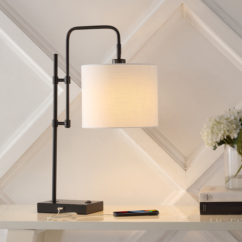 Edris 24.75" Industrial Designer Metal LED Task Lamp with USB Charging Port - JONATHAN Y