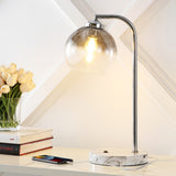 Ada 20" Industrial Contemporary Iron/Glass LED Task Lamp with USB Charging Port - JONATHAN Y
