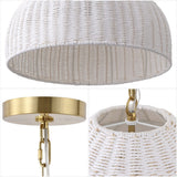 Eliza 20" Coastal Bohemian Rattan/Iron Dome LED Pendant