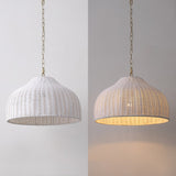 Eliza 20" Coastal Bohemian Rattan/Iron Dome LED Pendant