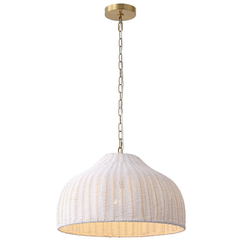 Eliza 20" Coastal Bohemian Rattan/Iron Dome LED Pendant