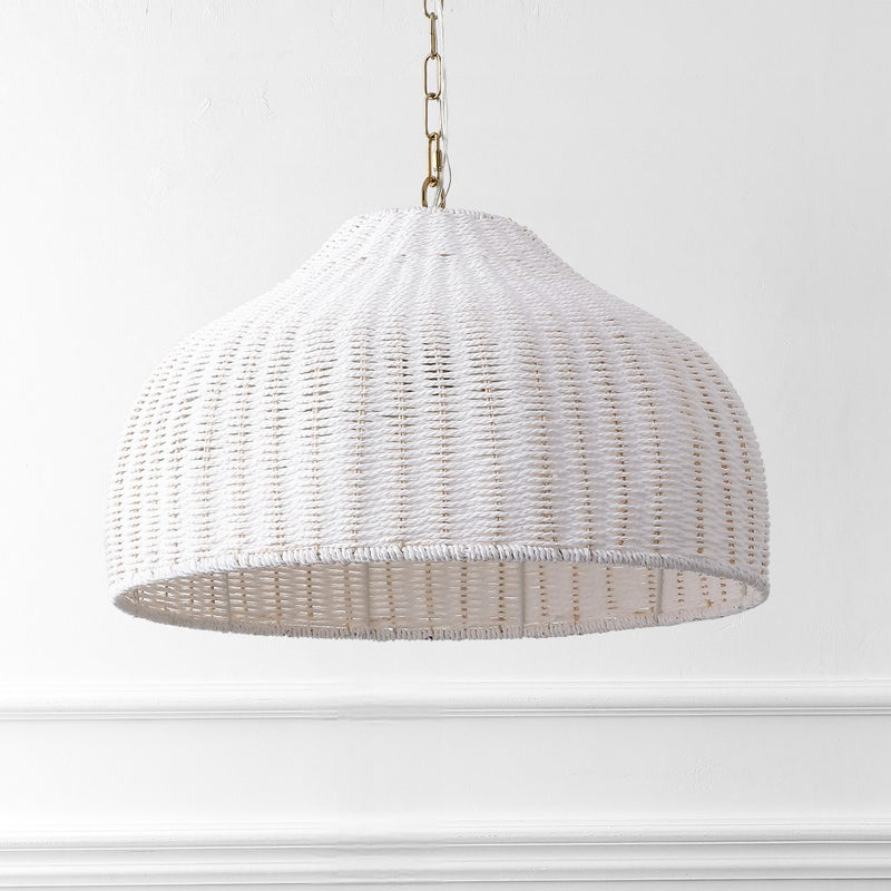 Eliza 20" Coastal Bohemian Rattan/Iron Dome LED Pendant
