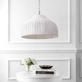 Eliza 20" Coastal Bohemian Rattan/Iron Dome LED Pendant