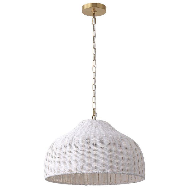 Eliza 20" Coastal Bohemian Rattan/Iron Dome LED Pendant
