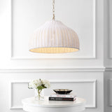 Eliza 20" Coastal Bohemian Rattan/Iron Dome LED Pendant