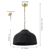 Eliza 20" Coastal Bohemian Rattan/Iron Dome LED Pendant
