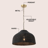 Eliza 20" Coastal Bohemian Rattan/Iron Dome LED Pendant