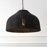 Eliza 20" Coastal Bohemian Rattan/Iron Dome LED Pendant