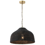Eliza 20" Coastal Bohemian Rattan/Iron Dome LED Pendant
