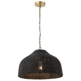 Eliza 20" Coastal Bohemian Rattan/Iron Dome LED Pendant