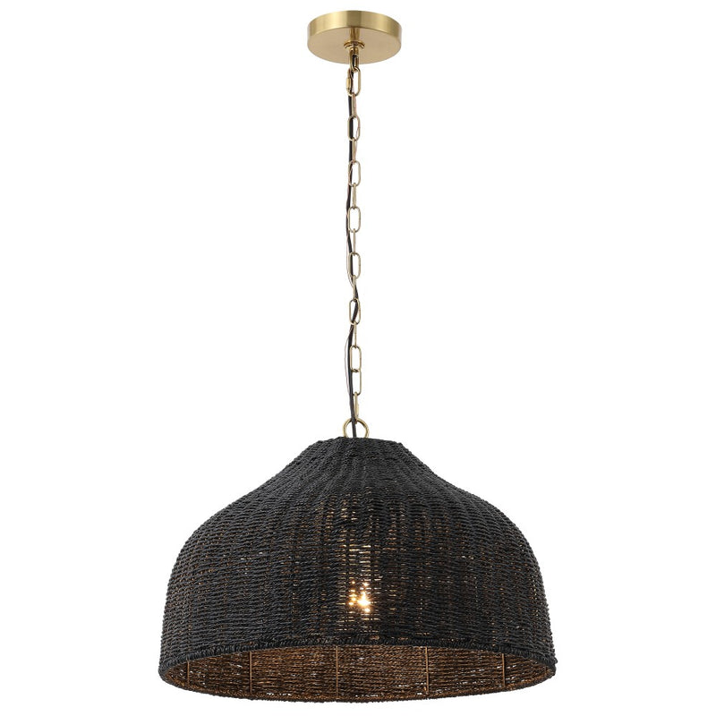Eliza 20" Coastal Bohemian Rattan/Iron Dome LED Pendant