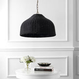 Eliza 20" Coastal Bohemian Rattan/Iron Dome LED Pendant