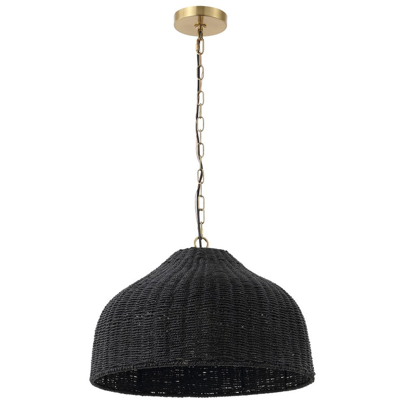 Eliza 20" Coastal Bohemian Rattan/Iron Dome LED Pendant