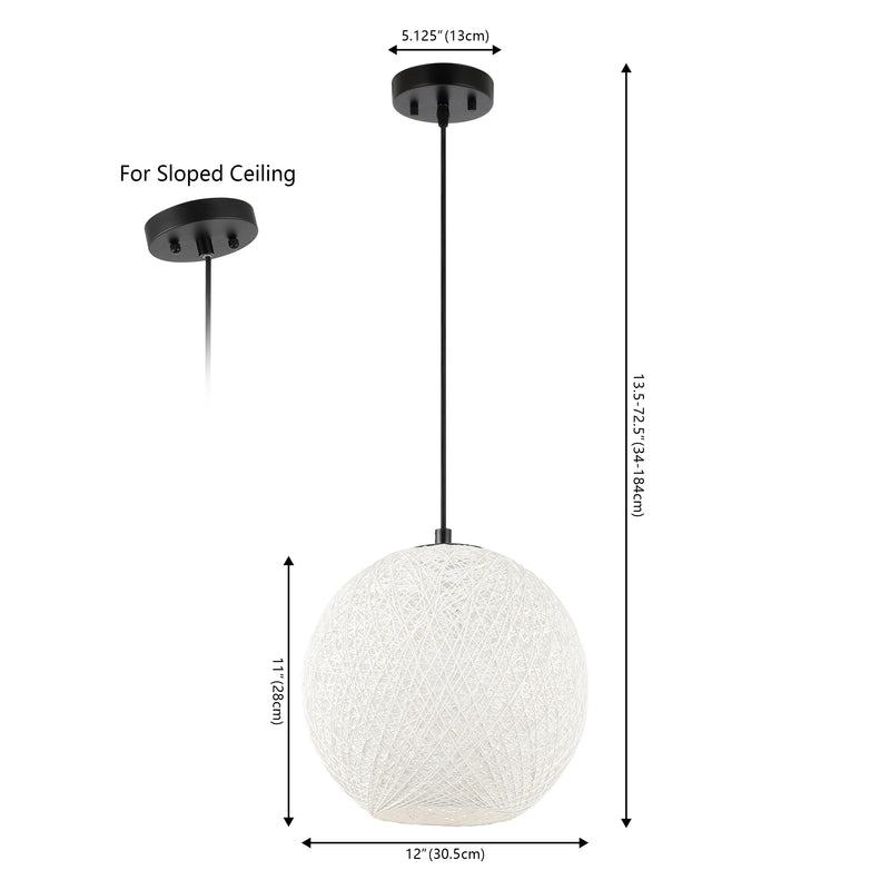 Lacey Bohemian Minimalist Iron/Rope Woven Globe LED Pendant