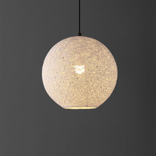 Lacey Bohemian Minimalist Iron/Rope Woven Globe LED Pendant - JONATHAN Y