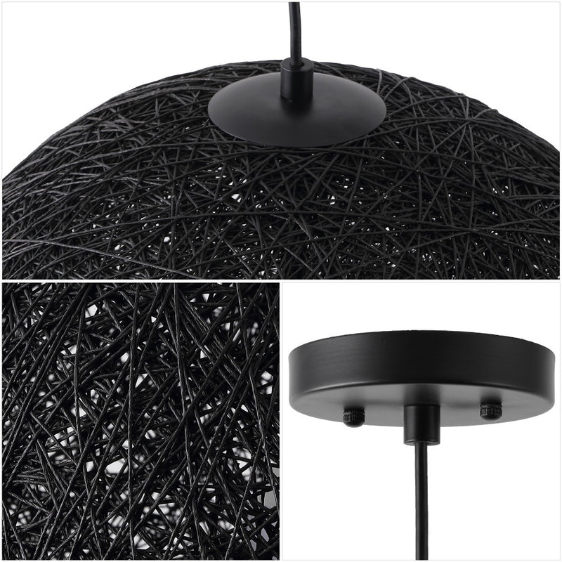 Lacey Bohemian Minimalist Iron/Rope Woven Globe LED Pendant