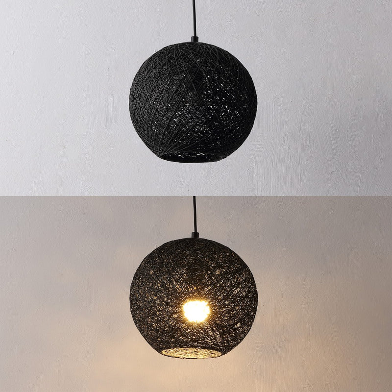 Lacey Bohemian Minimalist Iron/Rope Woven Globe LED Pendant