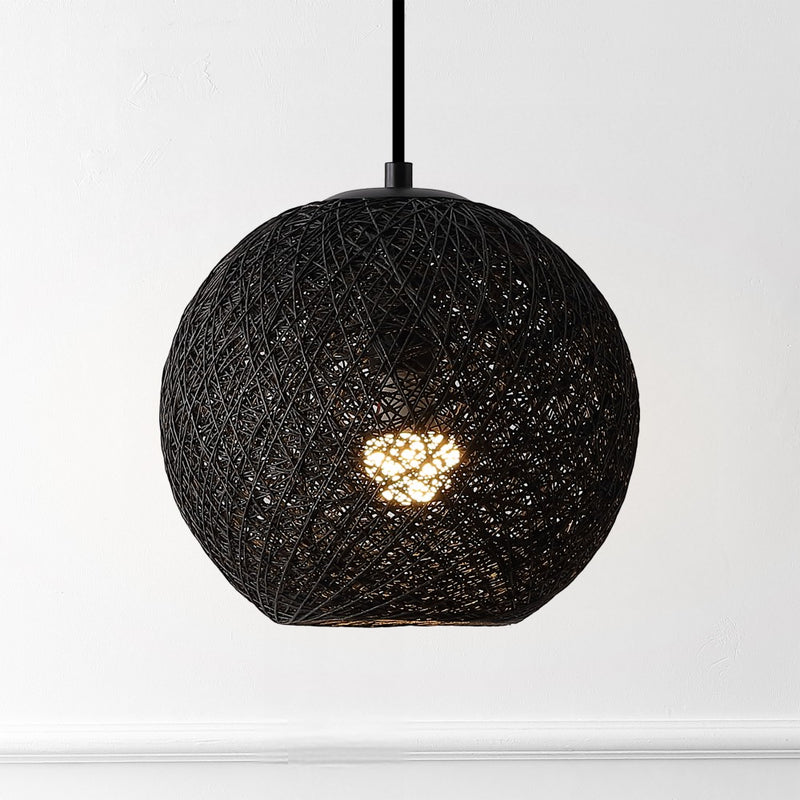 Lacey Bohemian Minimalist Iron/Rope Woven Globe LED Pendant