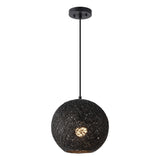 Lacey Bohemian Minimalist Iron/Rope Woven Globe LED Pendant
