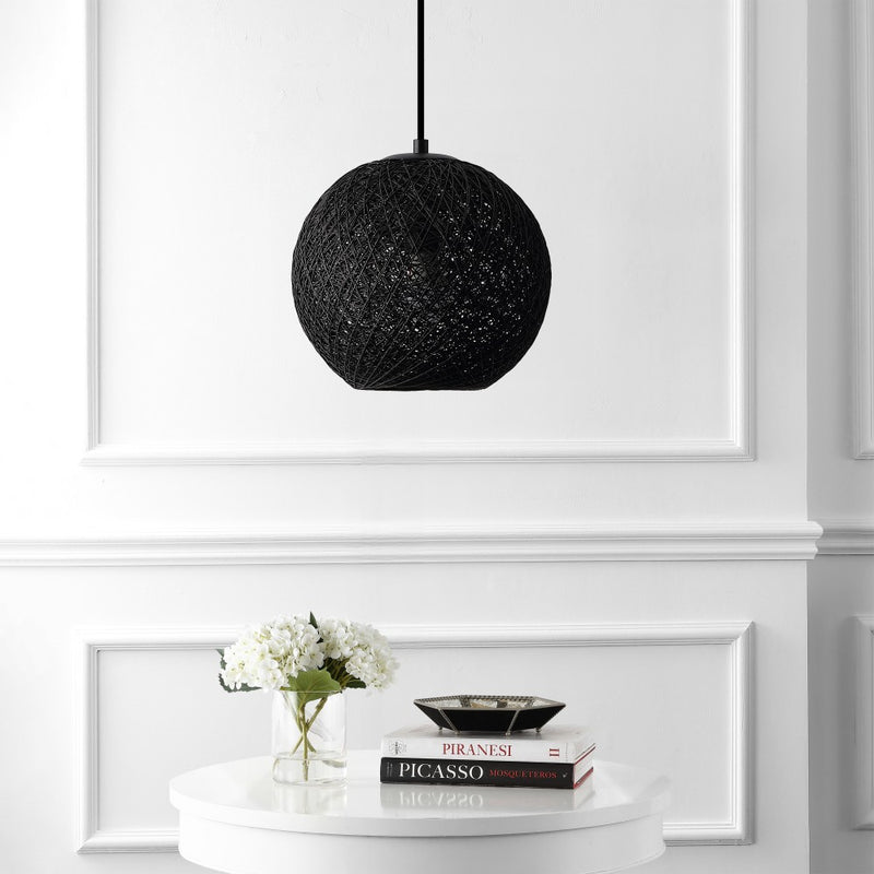 Lacey Bohemian Minimalist Iron/Rope Woven Globe LED Pendant