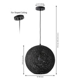 Lacey Bohemian Minimalist Iron/Rope Woven Globe LED Pendant