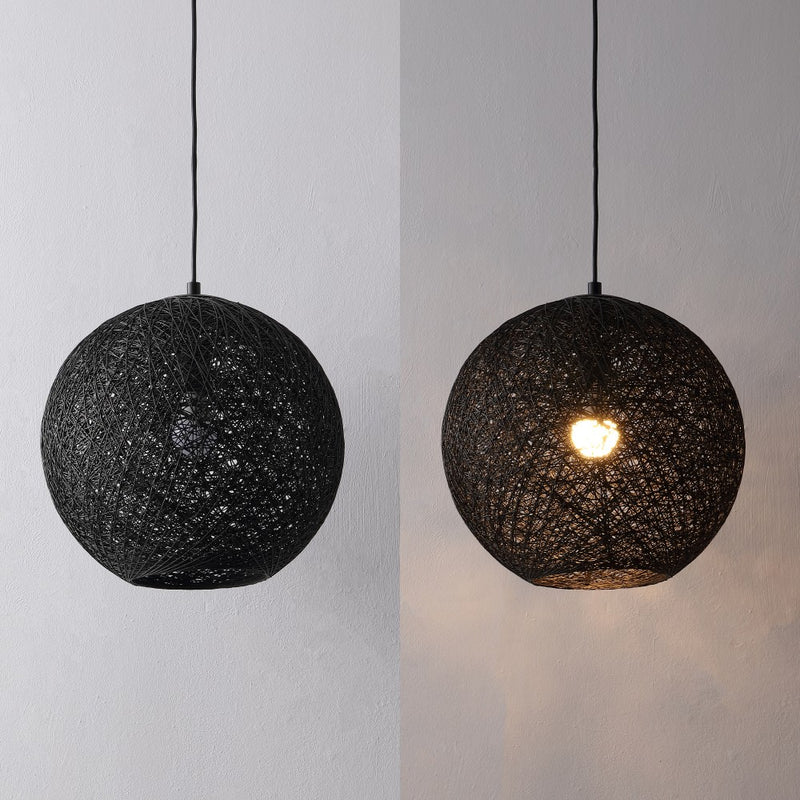 Lacey Bohemian Minimalist Iron/Rope Woven Globe LED Pendant